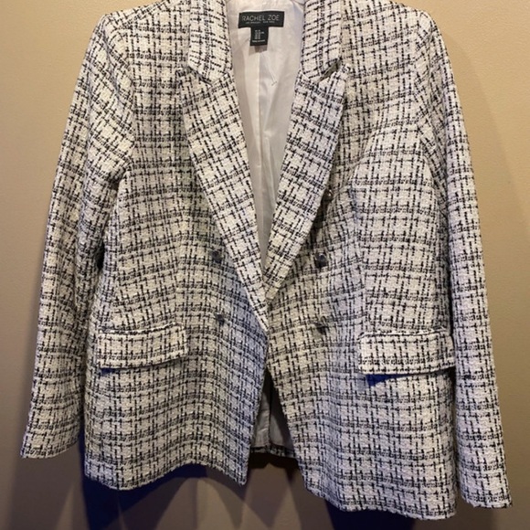 Rachel Zoe Women's Black and White Tweed Blazer - Picture 1 of 4